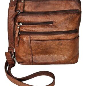 Osgoode Marley Large Crossbody Traveler Purse Brown Leather Adjustable Strap